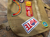 Army surplus canvas satchel with American Patches