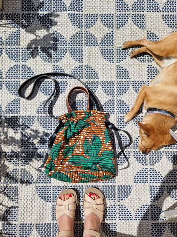 Batik cotton print drawstring bag