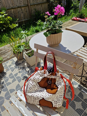 Batik printed drawstring bag