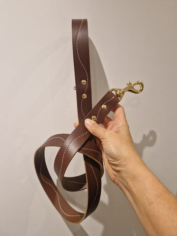 DOG LEAD in Brown with Ecru
