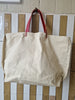 TOTELY BUCKET in BEIGE canvas and scarlet red shoulder straps