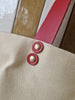 TOTELY BUCKET in BEIGE canvas and scarlet red shoulder straps