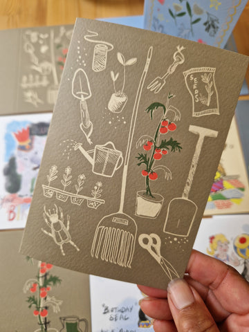 Gardening Tools Greetings Card