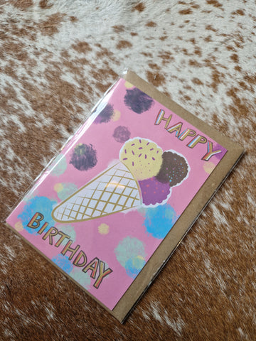 Ice Cream Happy Birthday Greetings Card