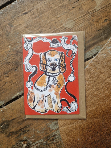 Staffordshire Bondage Spaniel Greetings Card