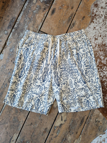 Men's drawstring shorts Mocha ecru print  in Size L
