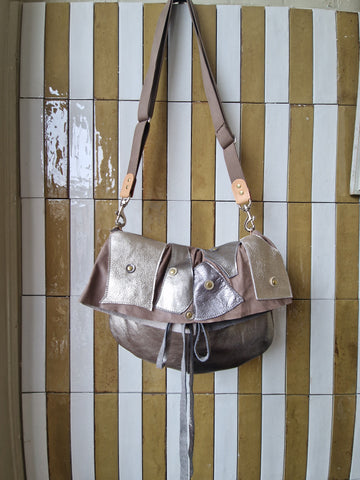 Metallic Gaucho Slouchy Appliqué Satchel bag
