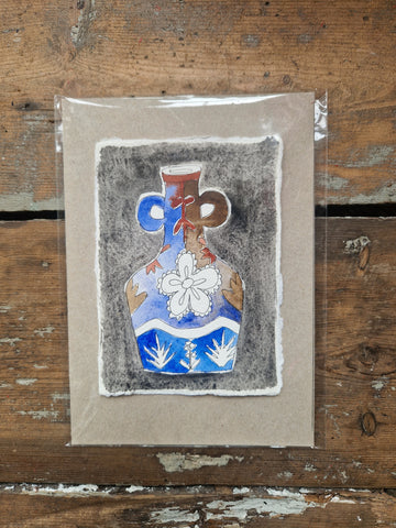 Original Art- Vase 5 Blue & Brown