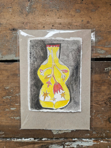 Original Art- Vase 4 Yellow & Orange