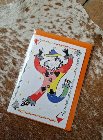 Harlequin dancing Greetings Card
