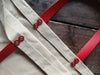 TOTELY BUCKET in BEIGE canvas and scarlet red shoulder straps