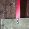 TOTELY SHOPPER in Olive with scarlet straps