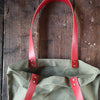 TOTELY SHOPPER in Olive with scarlet straps